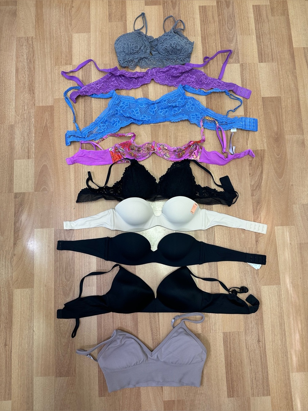 32A Mixed Lace & T-Shirt Bras - Assorted Colors